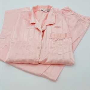 Allison Smith Vintage Pink Pajama Set Women’s XL Embroidered Heart
